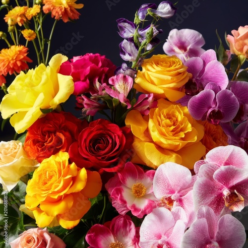 Colorful Flowers Arranged in a Bouquet for a Special Occasion at a Florist Shop