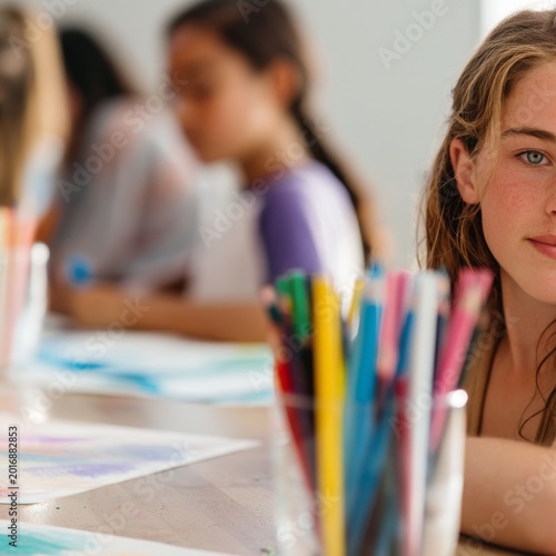 Students Take an Exam in a Classroom During the Morning Hours at a School