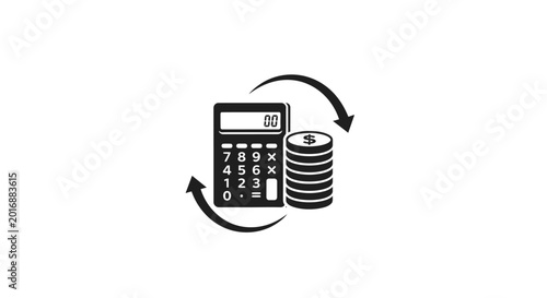 Calculator and coins money exchange concept.
