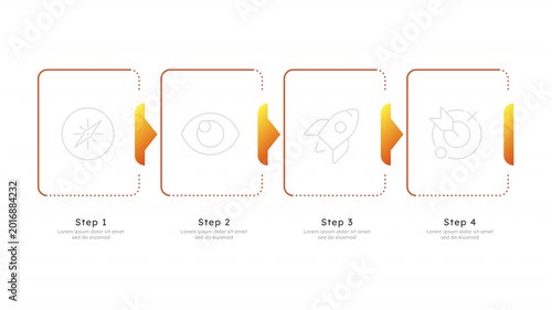 Financial planning frameworks infographic 4 steps template animation. Sequence options HD video. Animated blank diagram visualization. Process layout empty design element. Motion graphics