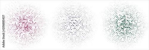 Obraz na plátně Four circular arrangements of dots in varying colors green gray red and blue rad