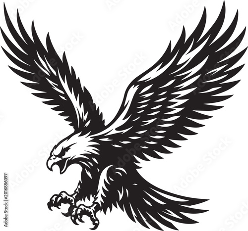 Tableau sur toile Majestic bald eagle mascot vector, powerful soaring bird of prey with spread win