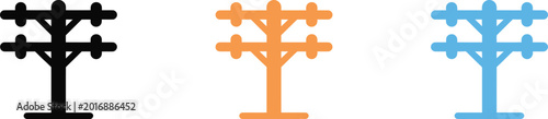 Φωτογραφία Electricity pole icons in black orange and blue styles electricity transmission