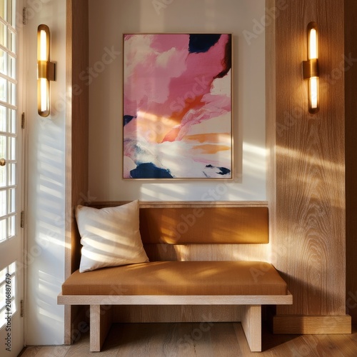 Bright Corner Seating Area With Wall Art and Natural Light in a Modern Space