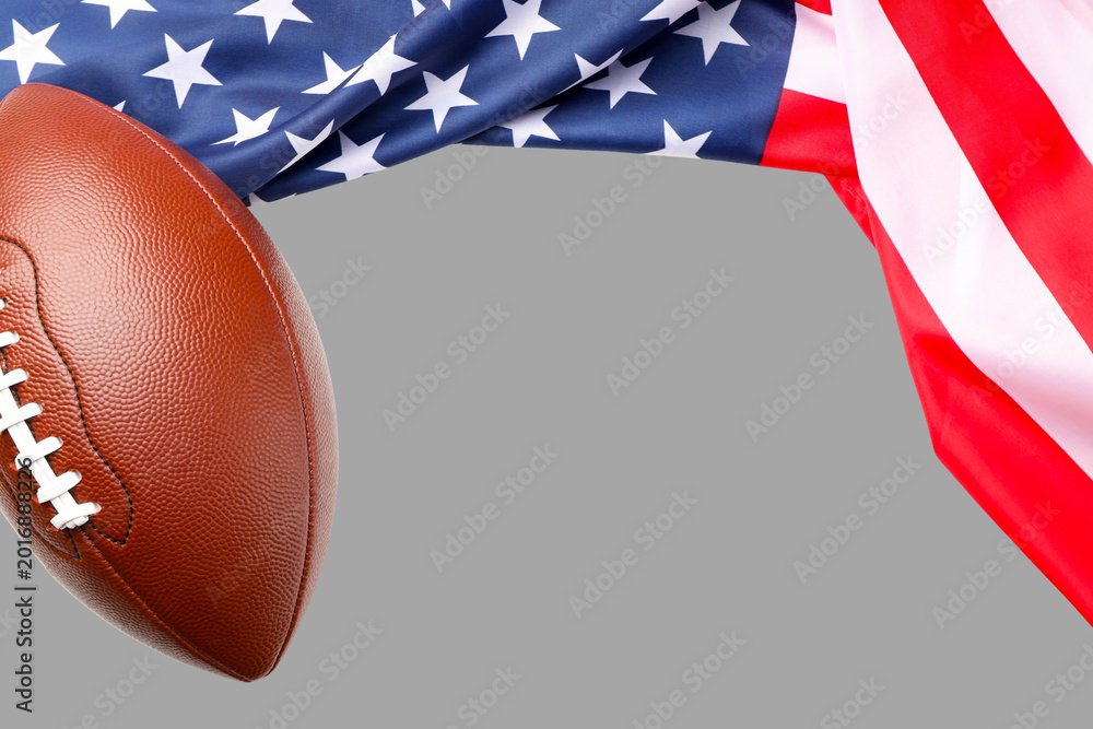 Fototapeta premium Football and USA flag mark Labor Day fun