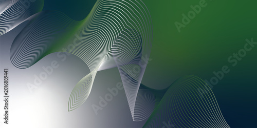 Bild auf Leinwand Abstract Green, white, and navy blue tech wallpaper with flowing blue and pink gradient waves, futuristic modern background