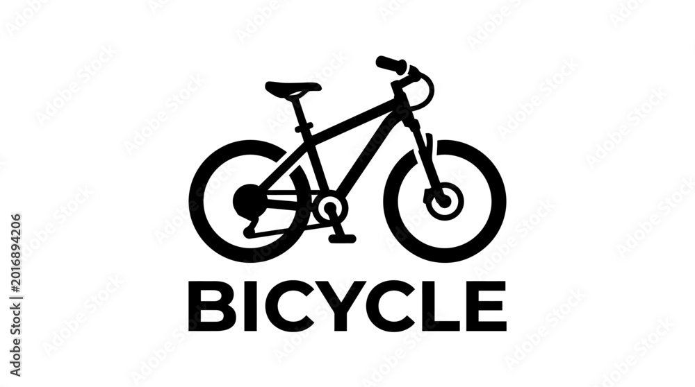 Fototapeta premium Black bicycle logo on white background.