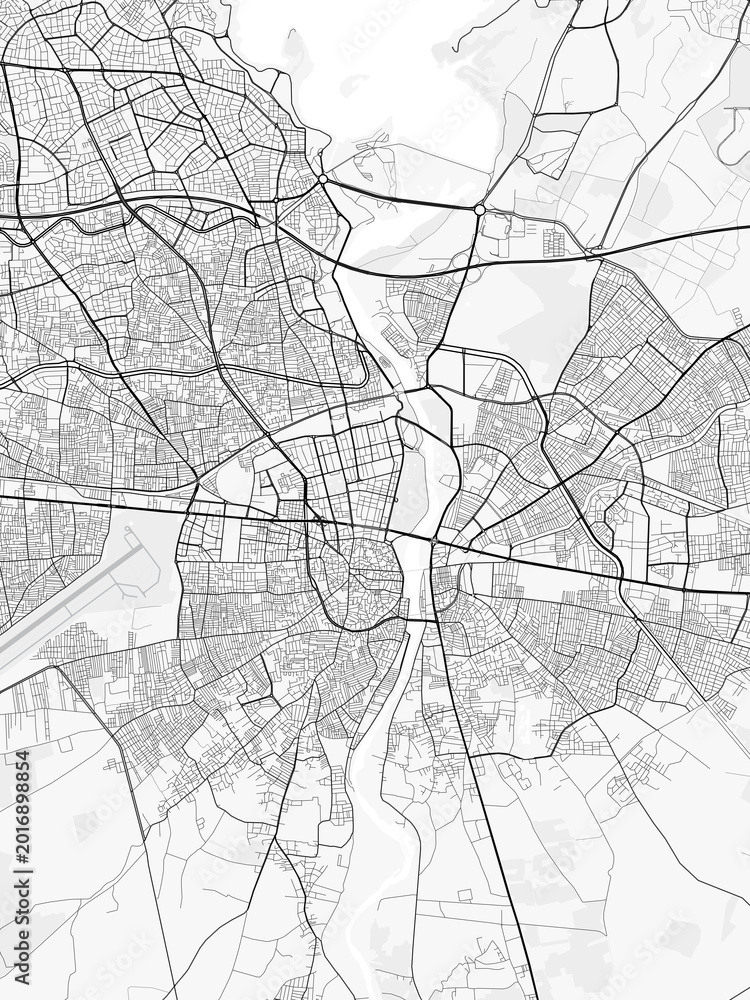 Naklejka premium Adana City Map. Minimalist black and white line art poster for printing, wallpaper, wall art, and map resources for home and office decor