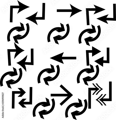Tableau sur toile curve black color circle arrow with gear wheel, recycling recurrence, renewal refresh processing icons, settings