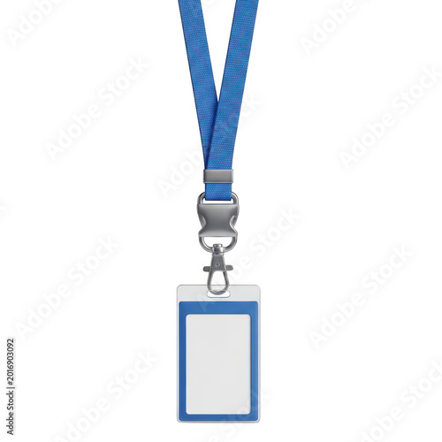 Blue lanyard with vertical clear id badge holder for corporate identity