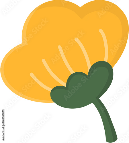 Cute Yellow Flower Illustration Isolated on Transparent Background