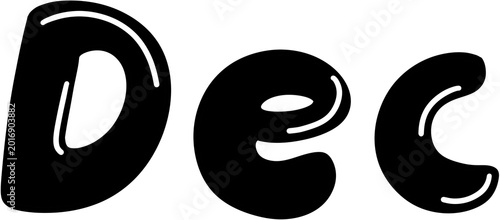 Glossy Black DEC Bubble Lettering PNG