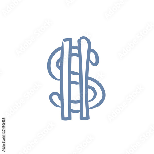 Dollar sign symbol travel ui mascot logo icon doodle
