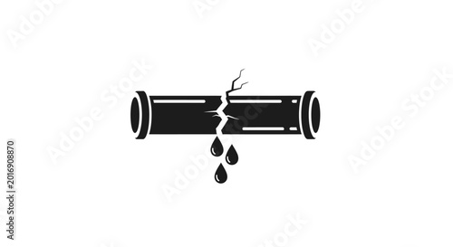 Photos Cracked pipe with water droplets leaking.