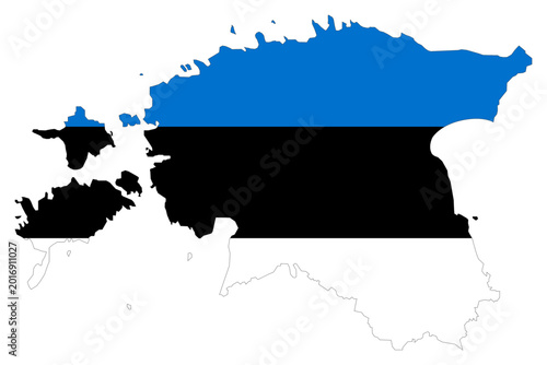 Estonia Flag on Estonia Map Europe Country