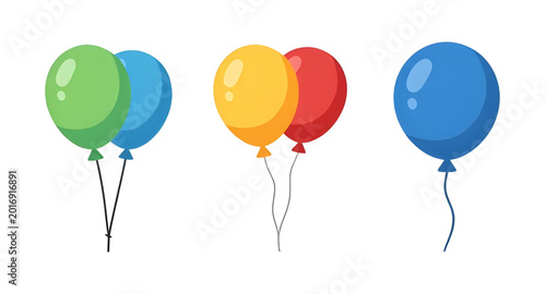 Schilderij op canvas balloon, cartoon, vector, illustration, party, birthday, celebration, colorful,