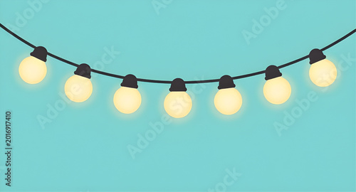 Bild auf Leinwand string, lights, vector, festive, hanging, illustration, holiday, party, decorati