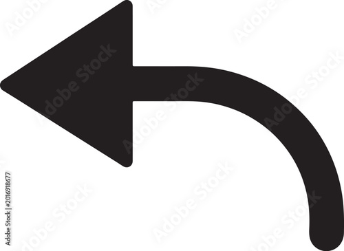 Canvastavla A bold black arrow with a curved tail, pointing left and slightly downwards, rep