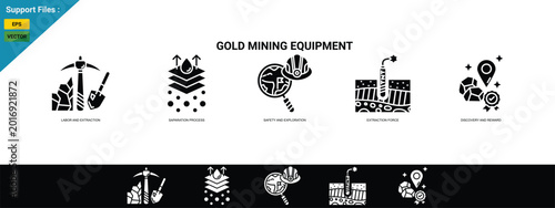 Photos Gold Mining Equipment Icon, Industrial Mining