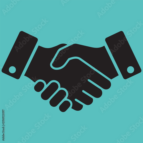 Handshake icon, business partnership symbol, teamwork handshake, agreement vector