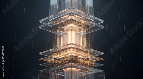 Abstract Futuristic Glowing Circuit Pillar