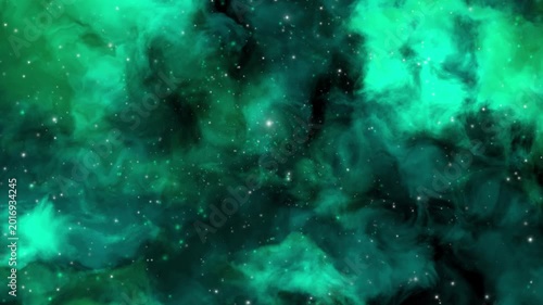 沢山の星が流れる緑の宇宙