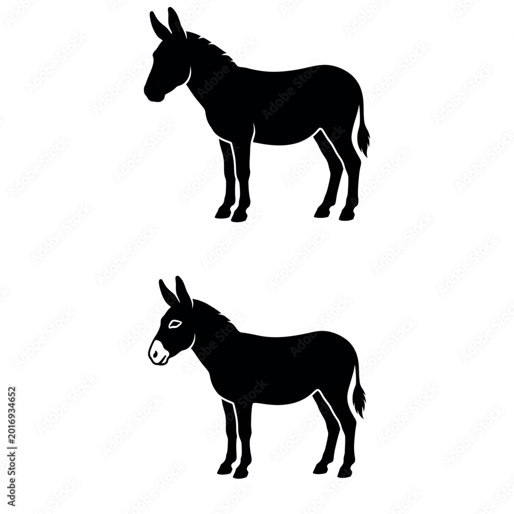 Obraz premium Donkey vector illustration silhouette logo design isolated on white back ground