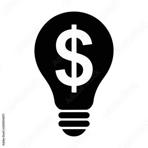 Dollar sign lightbulb idea concept financial innovation flat design vector