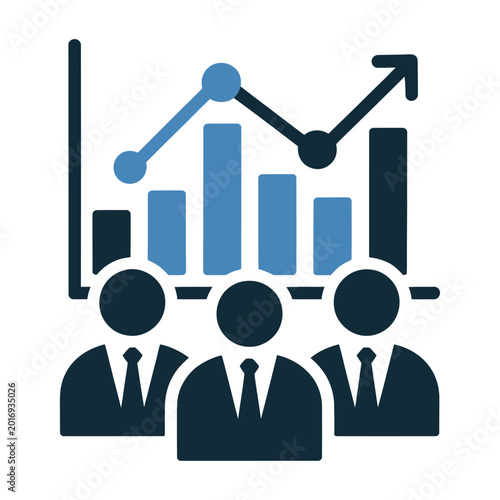 Business growth and success concept with rising bar chart and team collaboration vector
