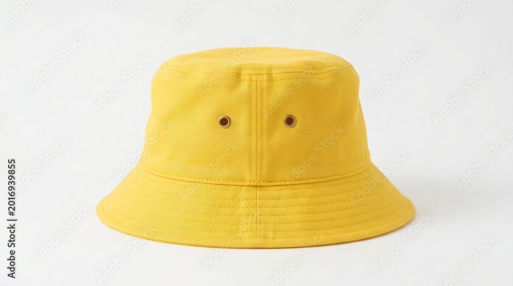Fototapeta premium Bright yellow bucket hat isolated on white studio background