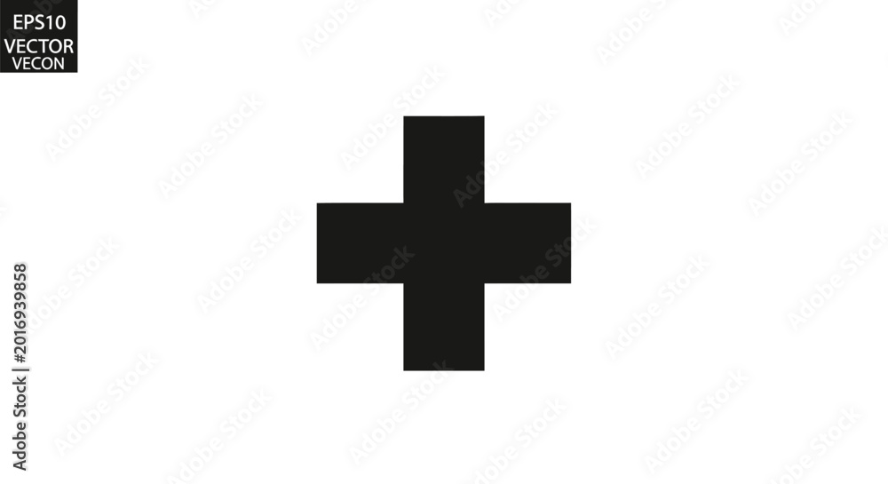 Fototapeta premium Black Plus Sign Icon Symbol.