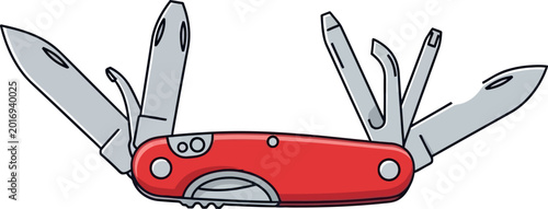Red multi tool pocket knife.