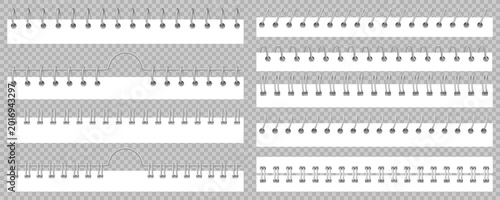 Fotografía Collection of realistic spiral, coil, and ring binding elements for notebooks, isolated on transparent background