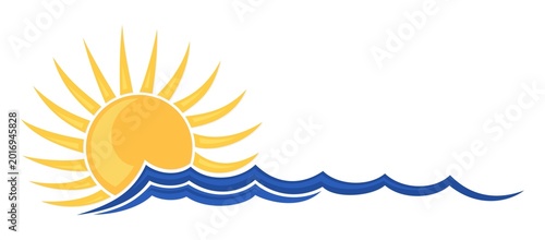 Symbol dawn sun in the sea.
