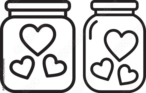 Cute jars with hearts icon silhouette vector illustration
