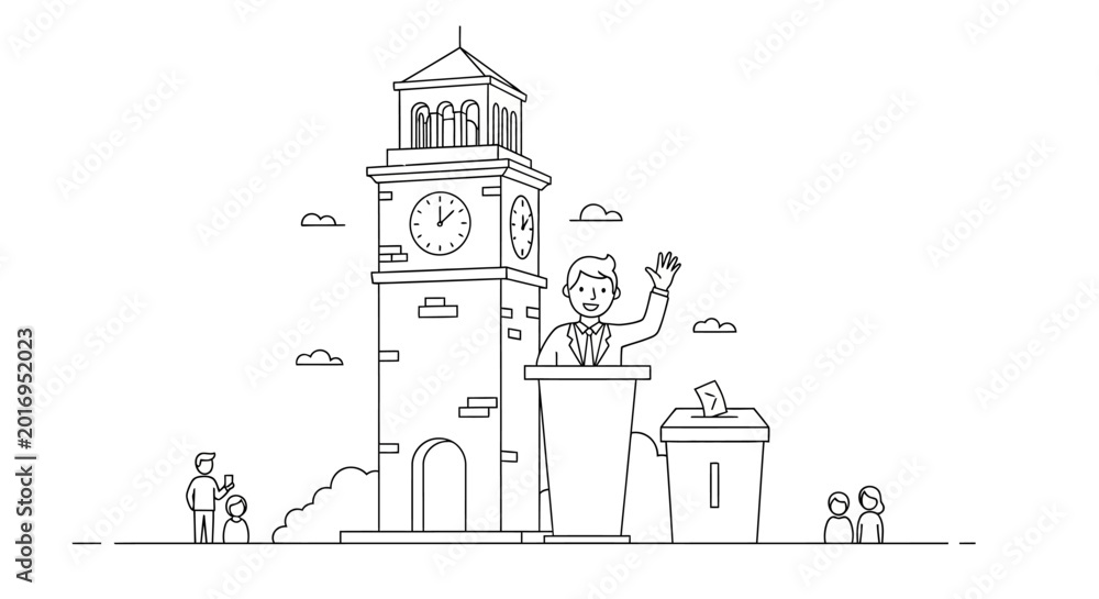 Naklejka premium Politician speaking at a podium during election
