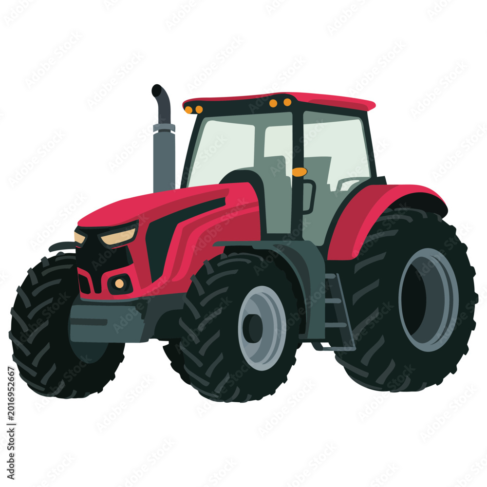 Obraz premium red tractor isolated on white