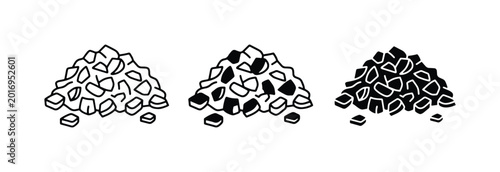 Foto Pile of Gravel, Pebbles, Stones: Outline, Filled, Silhouette Variations