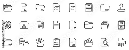 Bild auf Leinwand Document and file management icon set, folder archive and office storage vector