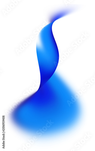 Abstract overlay blue fluid flowing wave curve with gradient effect png element