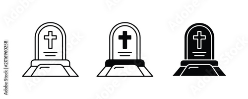 Photos Tombstone Icons, Gravestone Vector Set, Cemetery Monument Graphics, Funeral Symb