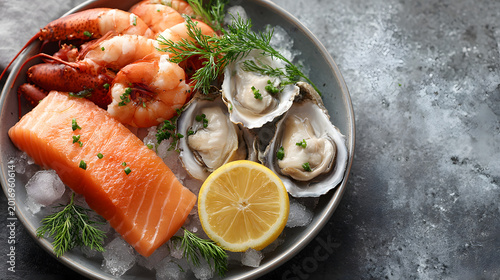 Fresh Seafood Platter on Ice