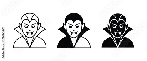 Bild auf Leinwand Vampire Icons, Dracula Avatars, Gothic Character Symbols, Halloween Vector Graph