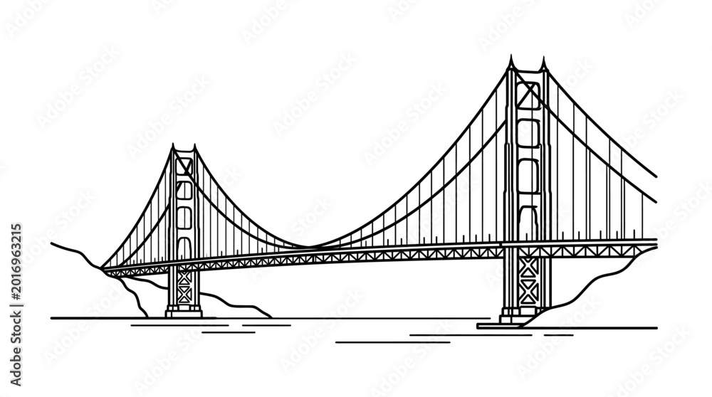 Fototapeta premium Golden Gate Bridge silhouette illustration