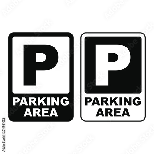 Quadro em tela Parking area sign set in contrasting styles for vehicle lot designation in comme