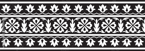 Schilderij op canvas Vector monochrome black endless turkish national ornament