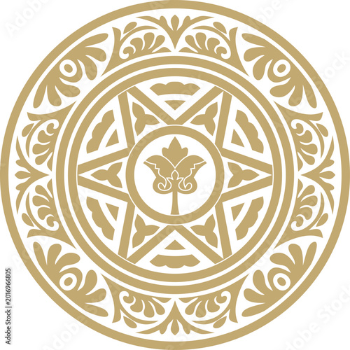 Billede på lærred Vector golden round classic byzantine ornament