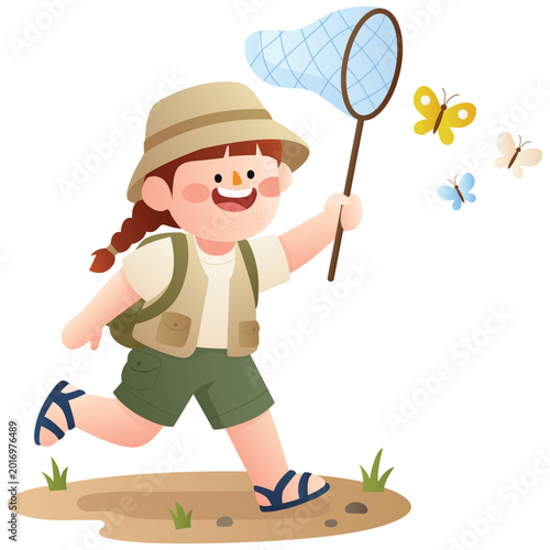 Fotografía Kids Outdoor Explorer Illustration