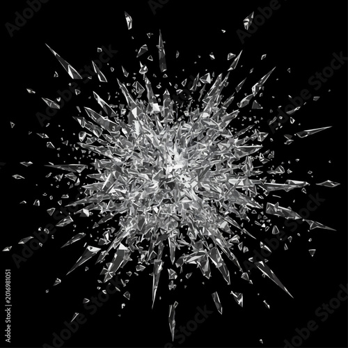 Canvas Print Glass shatters explosively in a dynamic burst of sharp fragments everywhere now