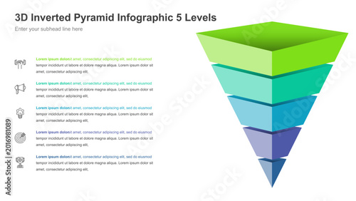Bild auf Leinwand 3D Inverted Pyramid Infographic 5 Levels